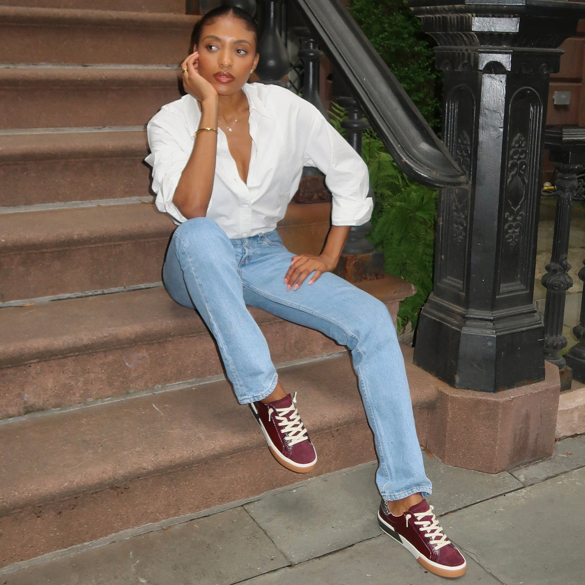 ZINA SNEAKERS BURGUNDY CRINKLE PATENT - Image 2