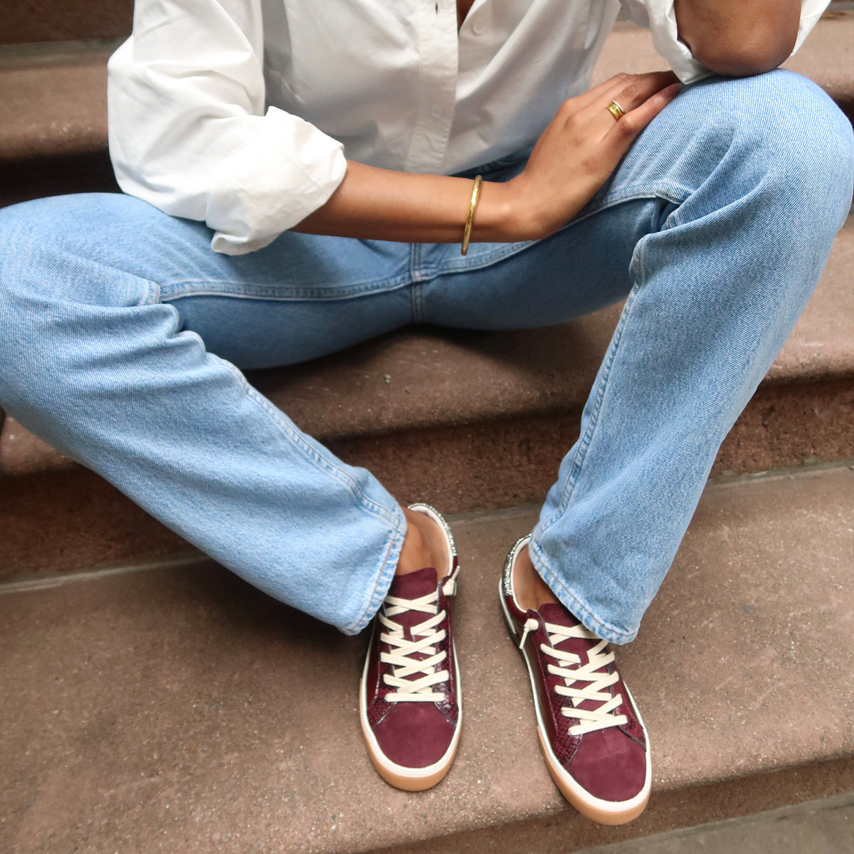 ZINA SNEAKERS BURGUNDY CRINKLE PATENT - Image 4