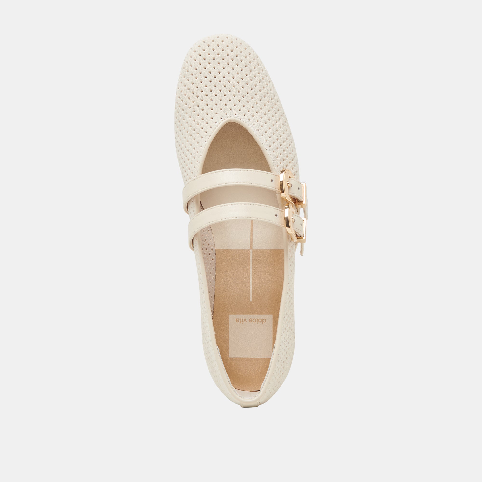 BAYLEE BALLET FLATS BONE PERFORATED SUEDE - Image 15