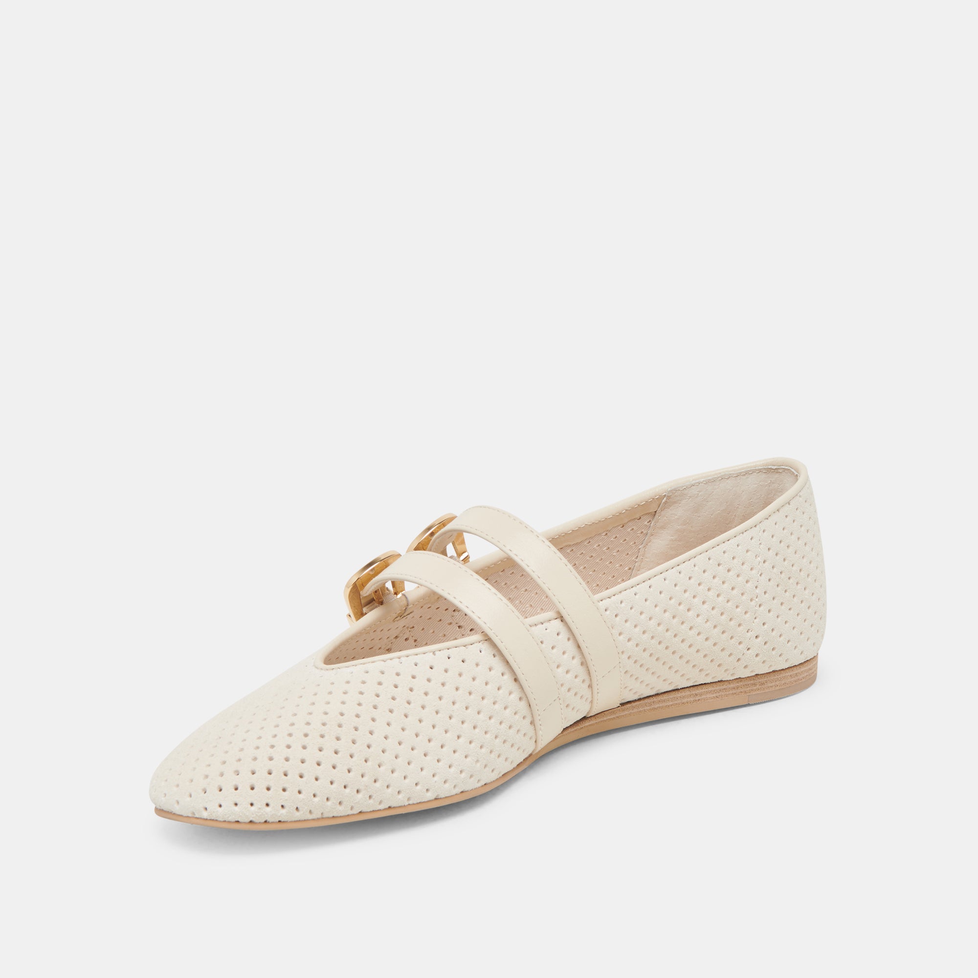 BAYLEE BALLET FLATS BONE PERFORATED SUEDE - Image 10