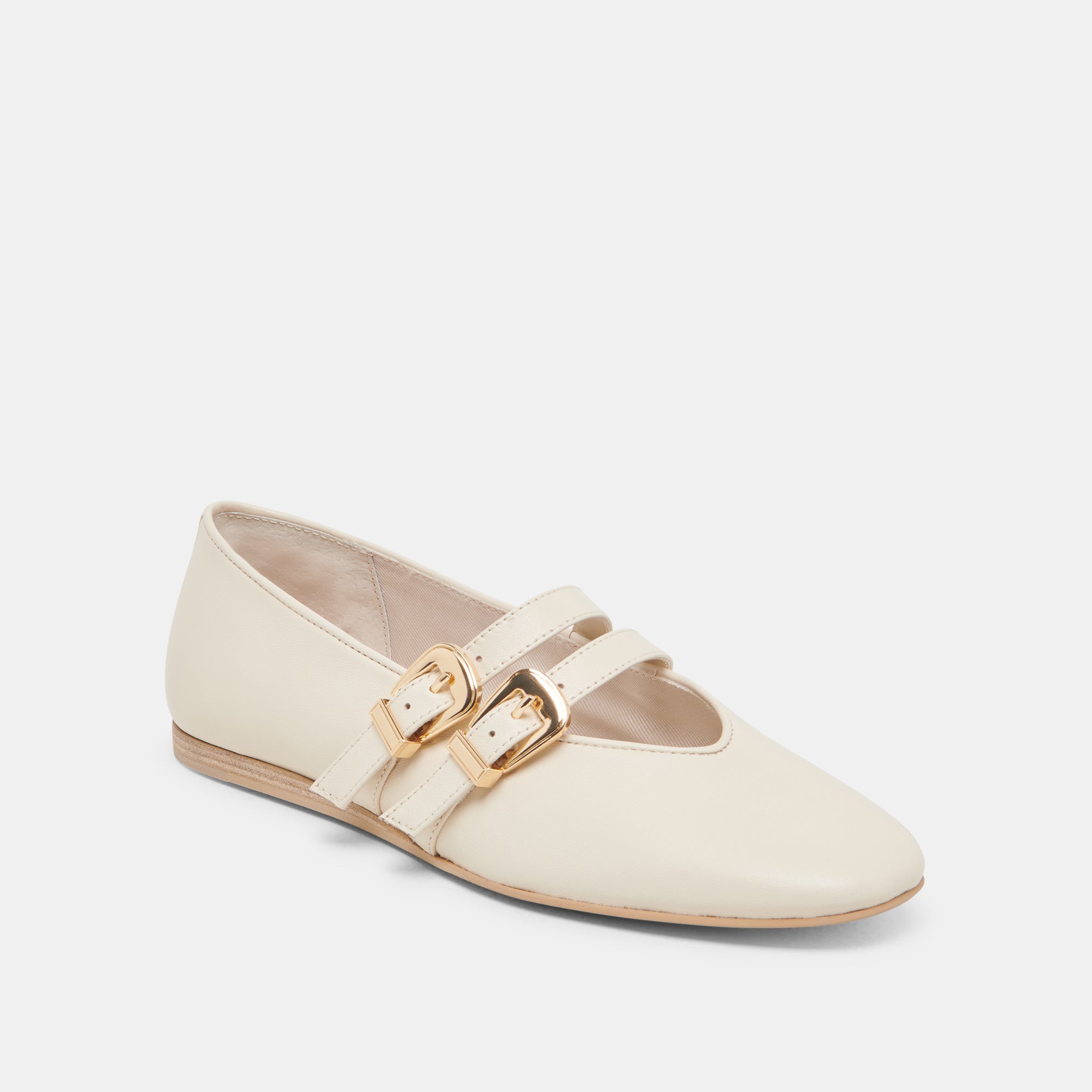 BAYLEE WIDE BALLET FLATS IVORY LEATHER - Image 2