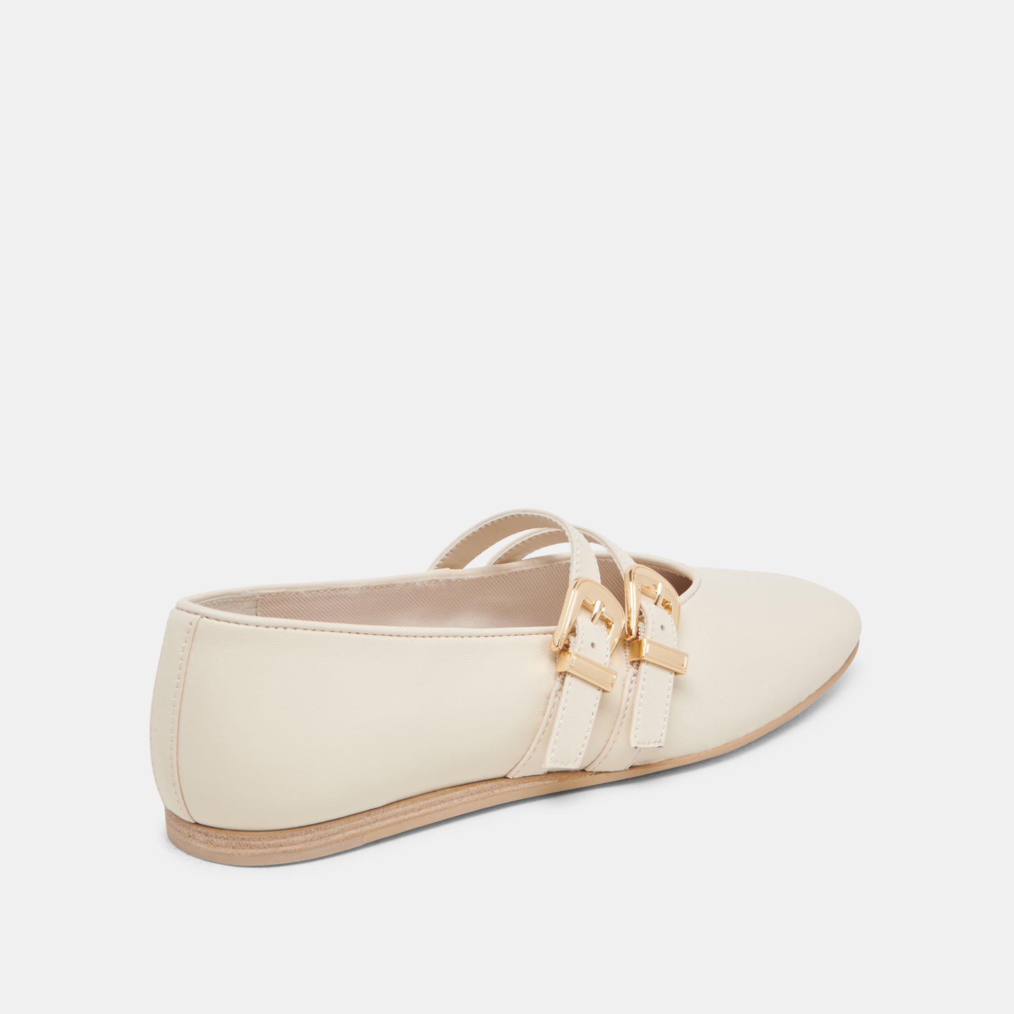 BAYLEE WIDE BALLET FLATS IVORY LEATHER - Image 3