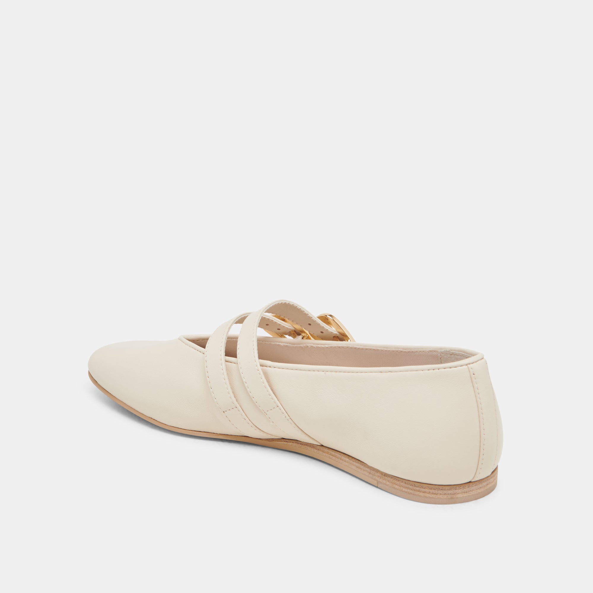 BAYLEE WIDE BALLET FLATS IVORY LEATHER - Image 5
