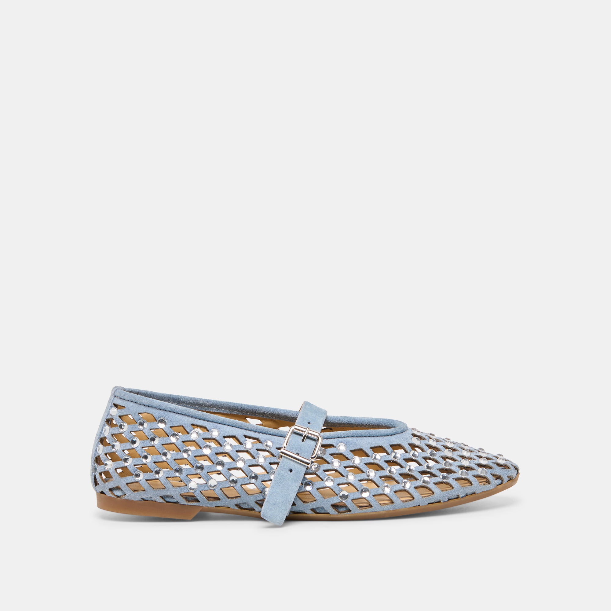 MAVIN RHINESTONE BALLET FLATS BLUE SUEDE