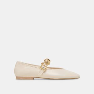 RELAN WIDE BALLET FLATS OFF WHITE LEATHER