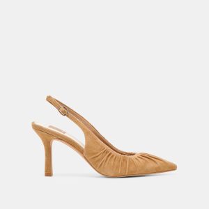 KEIRA HEELS LT BROWN SUEDE