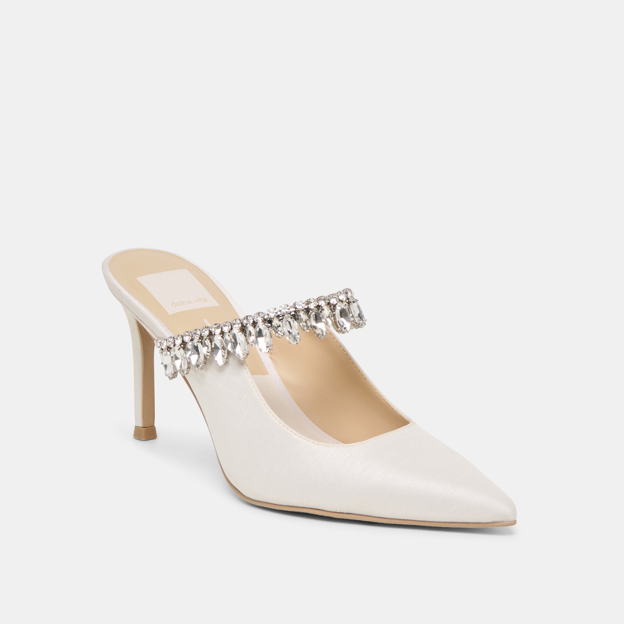 KELI CRYSTAL HEELS WHITE SATIN - Image 3