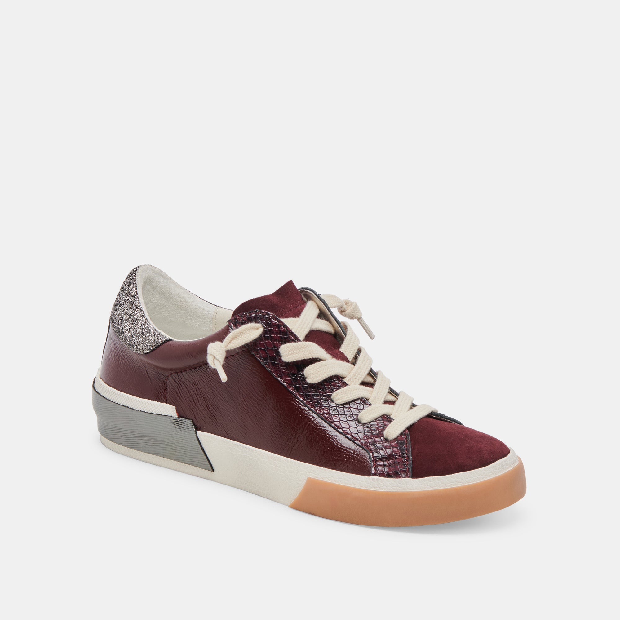 ZINA SNEAKERS BURGUNDY CRINKLE PATENT - Image 3